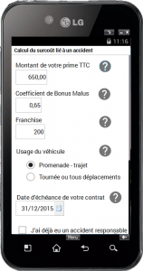 Capture d'écran de l'application Bonus Malus